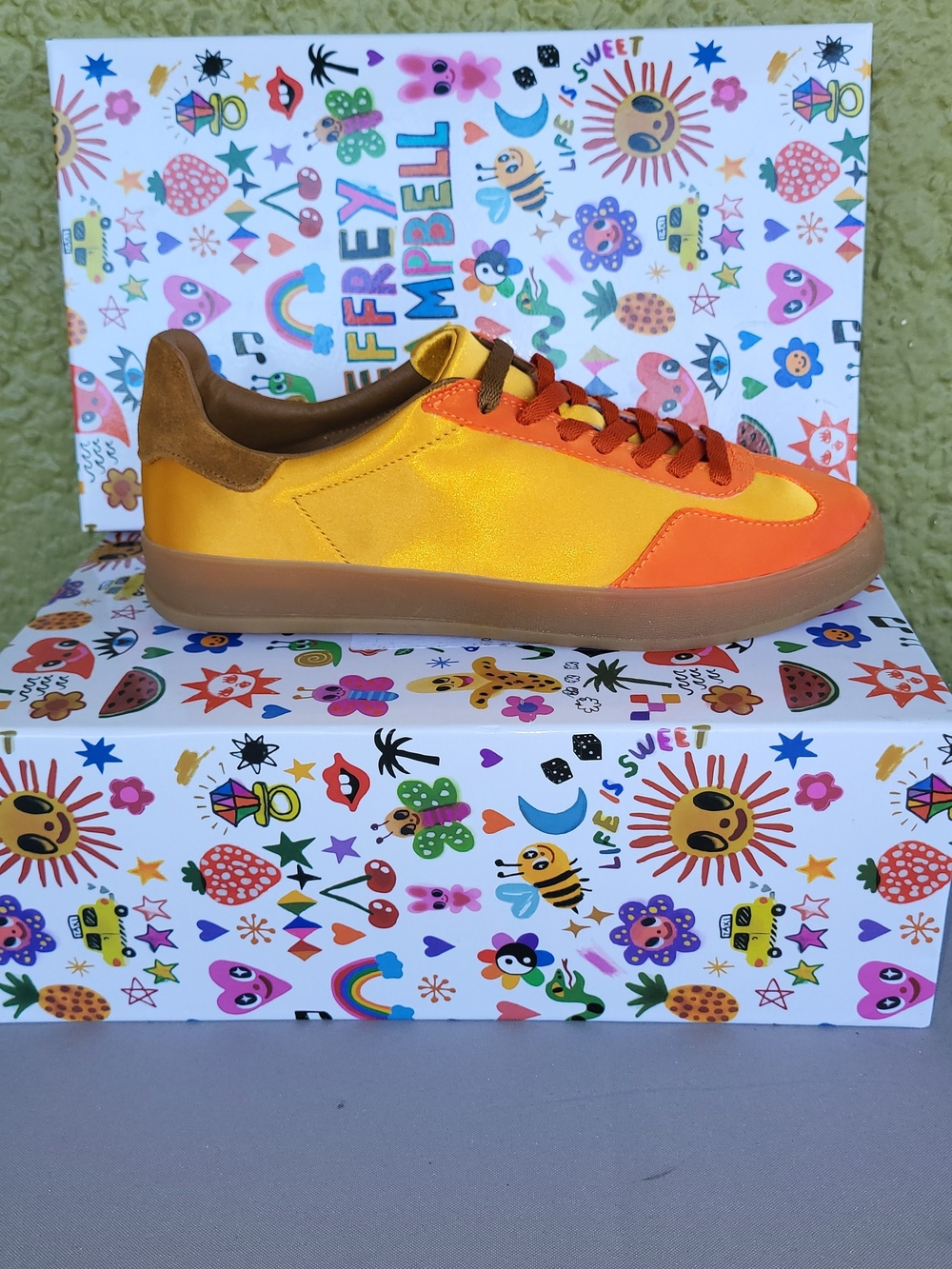 Jeffrey Campbell Satin Orange and Yellow Women Sneaker